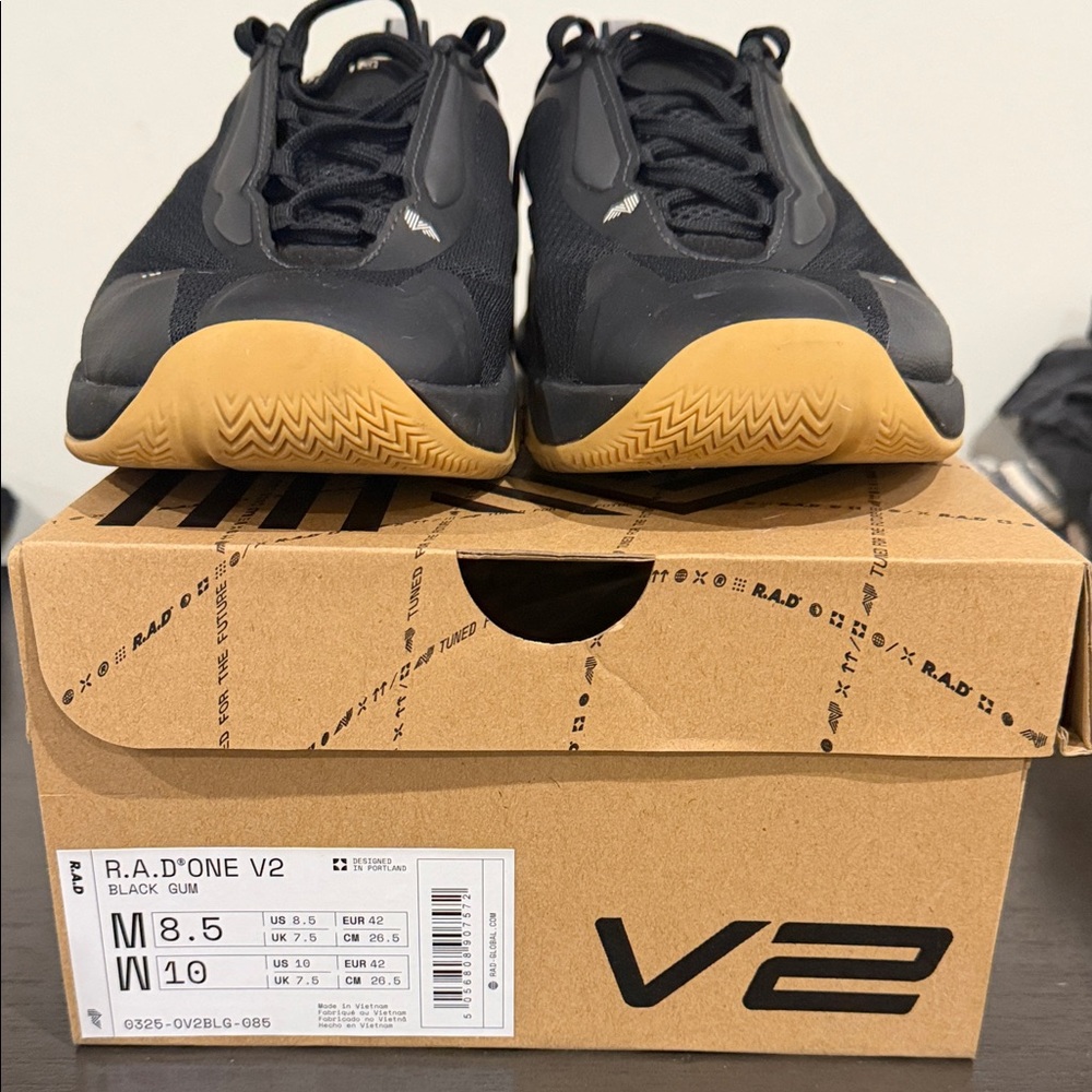 R.A.D One V2 Black Athletic Shoes with Gum Sole